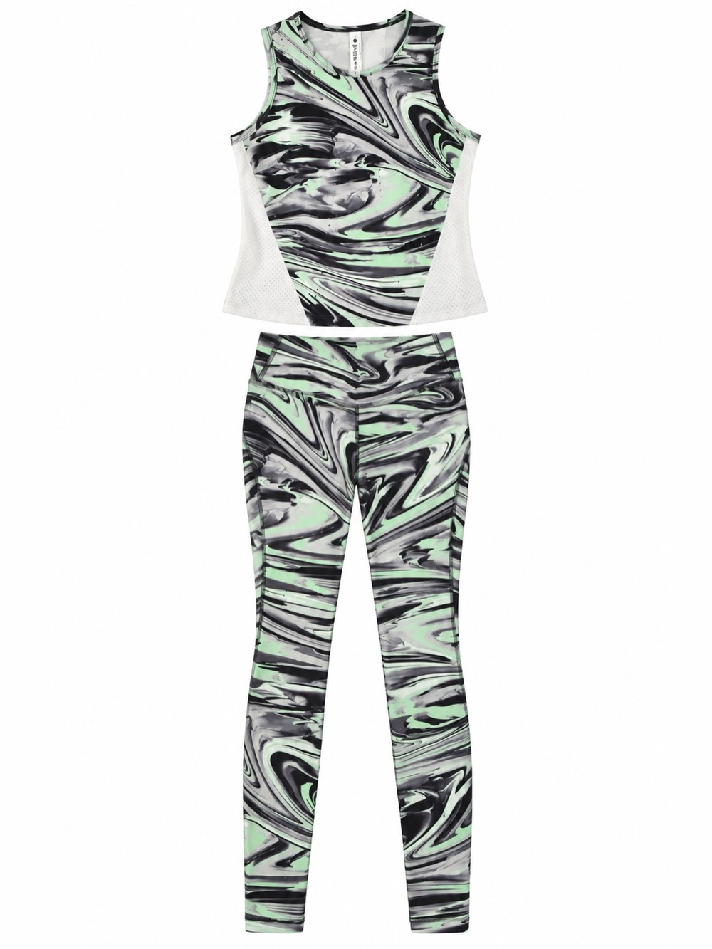 Lululemon Women's Marble-Print Active Tank & Legging Set - Mint/Black